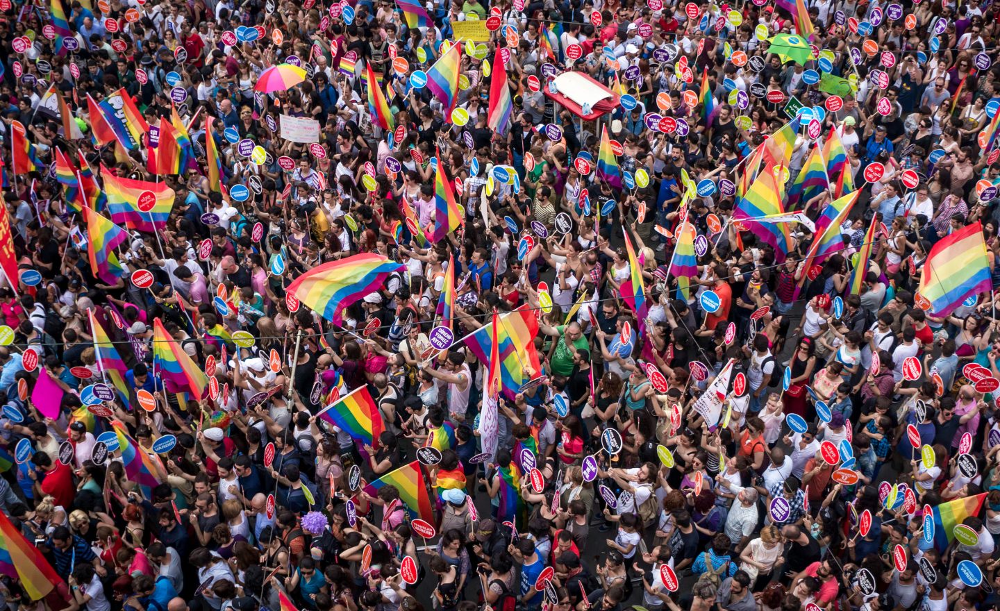 People in Taksim Square for LGBT pride parade