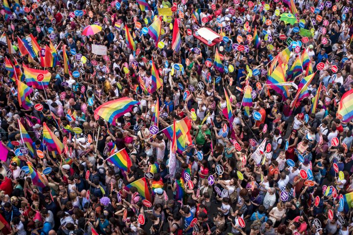 People in Taksim Square for LGBT pride parade