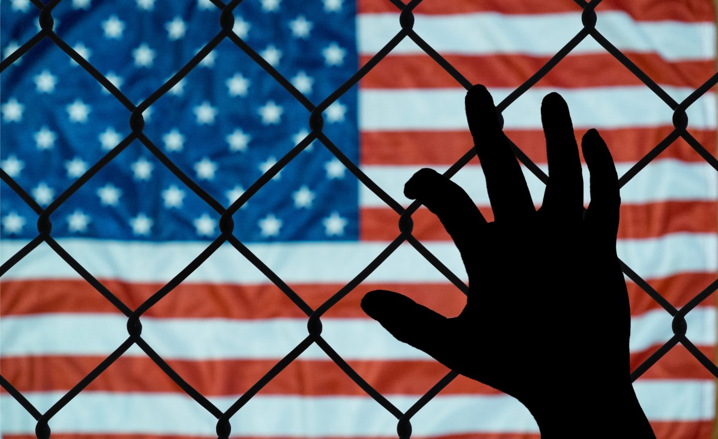 A symbolic representation of immigrants and the united states of america