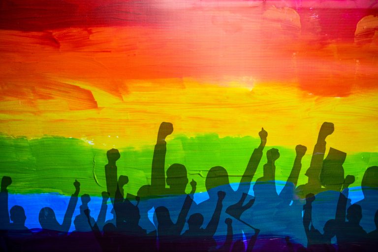LGBTQ pride flag. Rainbow color flag. Gay and Lesbian pride concept. LGBTQ