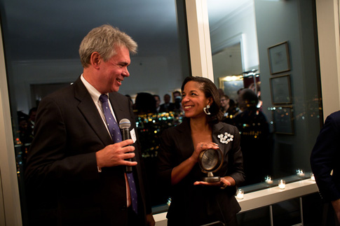 Amb-Rice-and-Michael-Guest-lr Ambassador Susan E. Rice accepting The Global Equality Leadership Award
